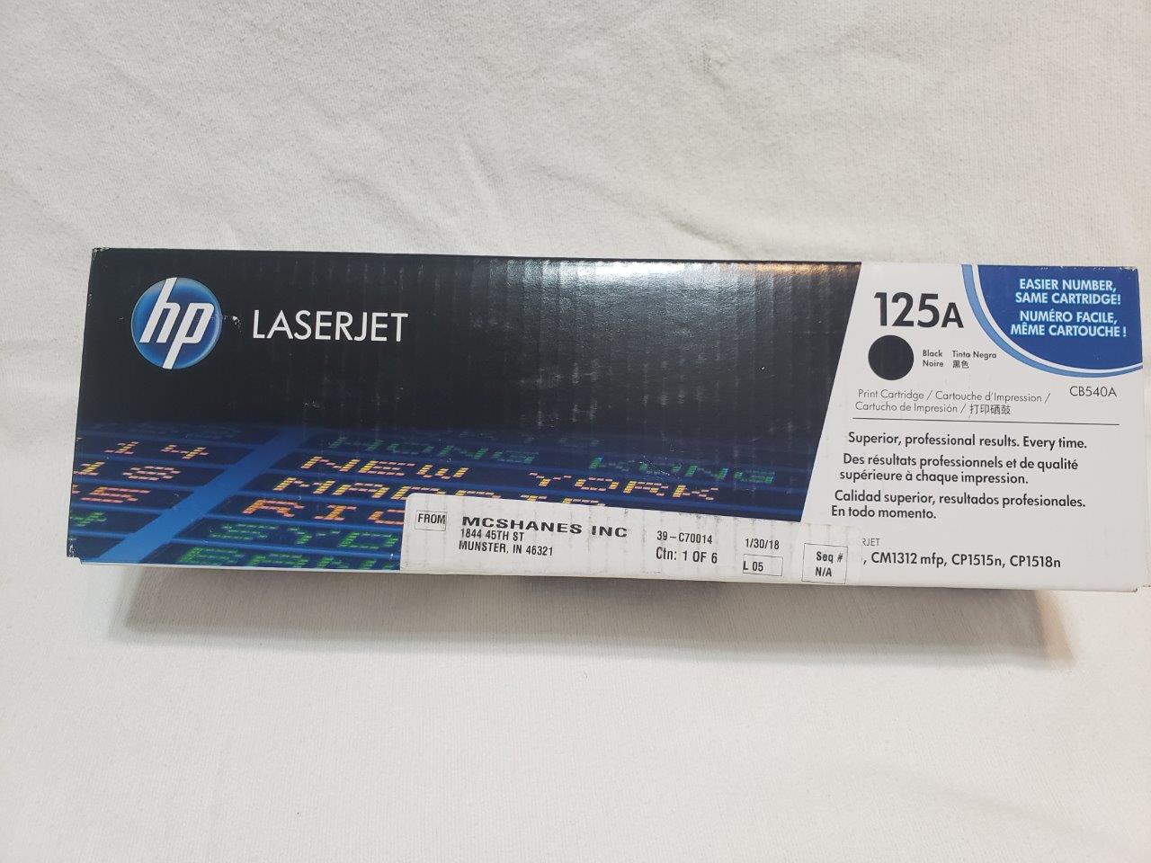 HP 125A Black Original LaserJet Toner Cartridge, CB540A Genuine Sealed for CM1312nfi CP1215 CP1518ni printers