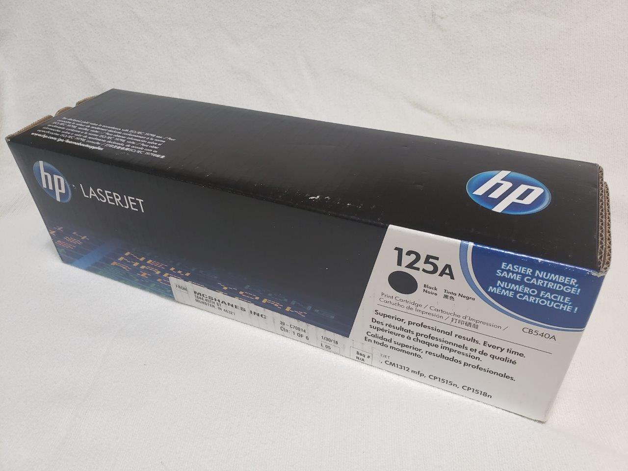 HP 125A Black Original LaserJet Toner Cartridge, CB540A Genuine Sealed for CM1312nfi CP1215 CP1518ni printers