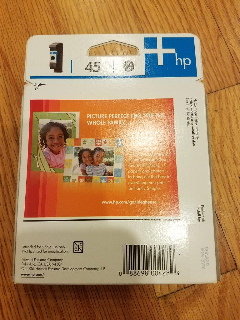 HP 45 Black Original Ink Cartridge, 51645A #140