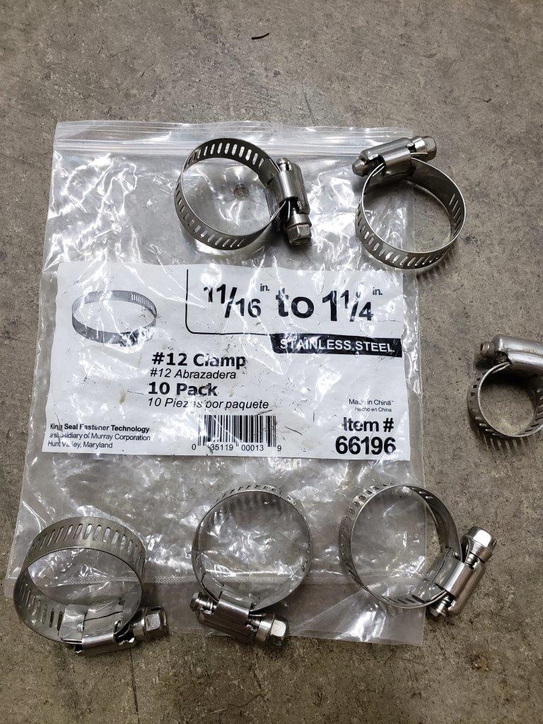 5 Hose Clamps, 11/16 to 1-1/4 In,SS Stainless Steel SAE 16, PK5