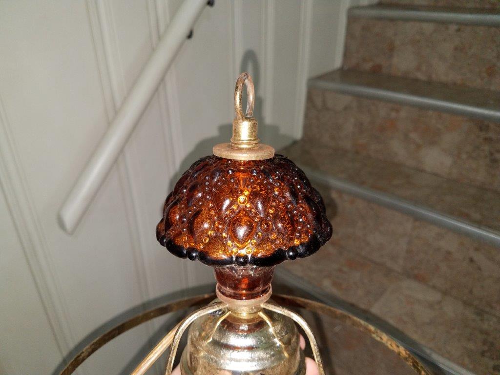 Vintage antique glass and metal pendant chandelier