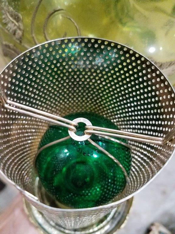 Vintage antique glass and metal Globe pendant Chandelier