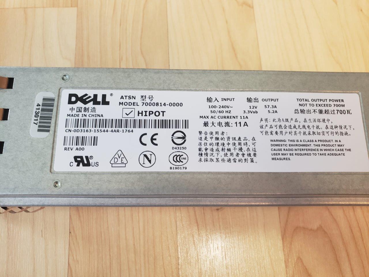 DELL POWEREDGE 2850 Hot Swap 700W Power Supply 2U, 7000814-0000, CN-0D3163-15544 REV A00 2U Server PSU