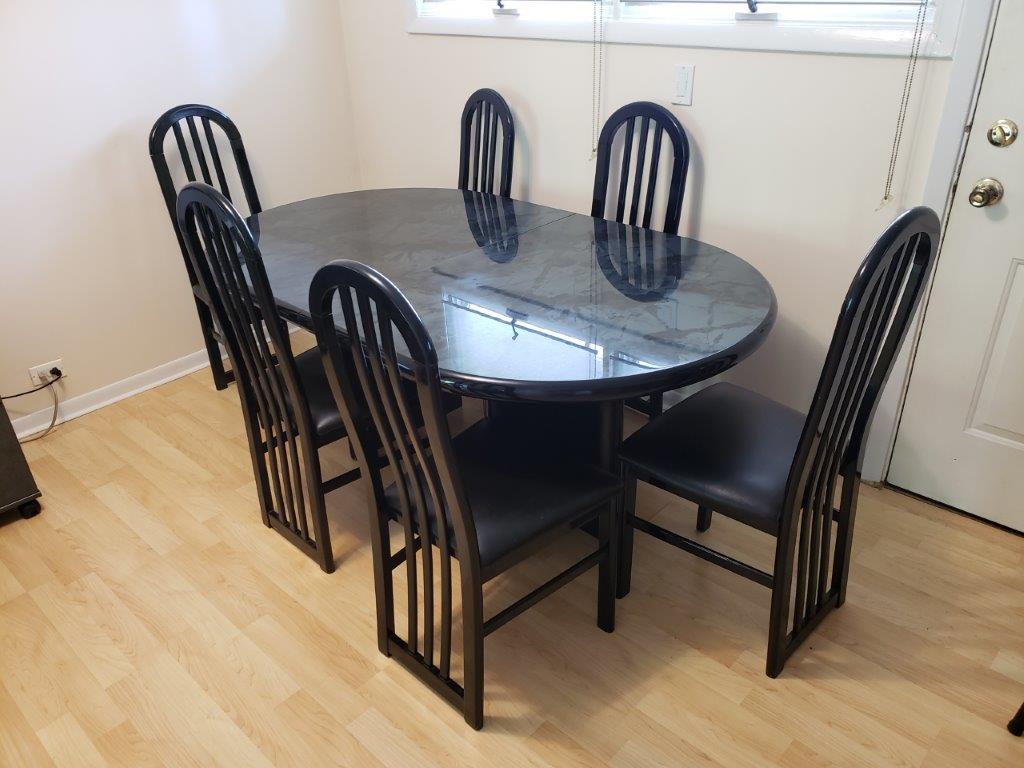 Black Wooden Oval table with adjustable width with insert drop-in leaf 
