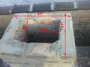 Chimney top portion sizes